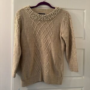 Karl Lagerfeld cream knit sweater size Small